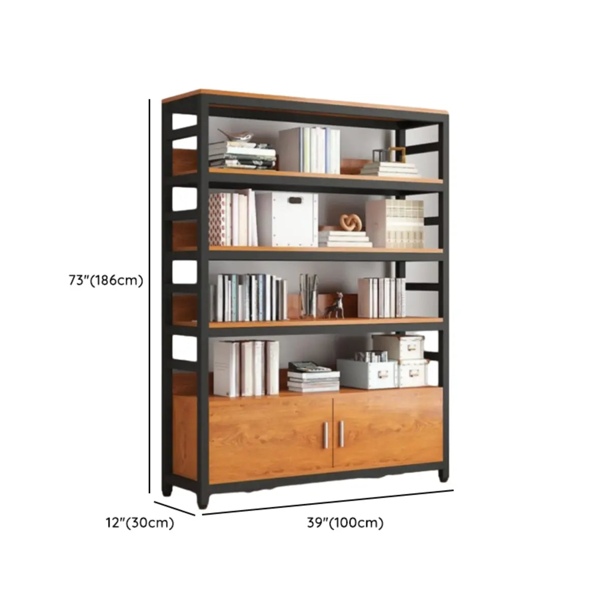 Modern Rustic Vertical Open Shelves Display Bookcases Image - 22