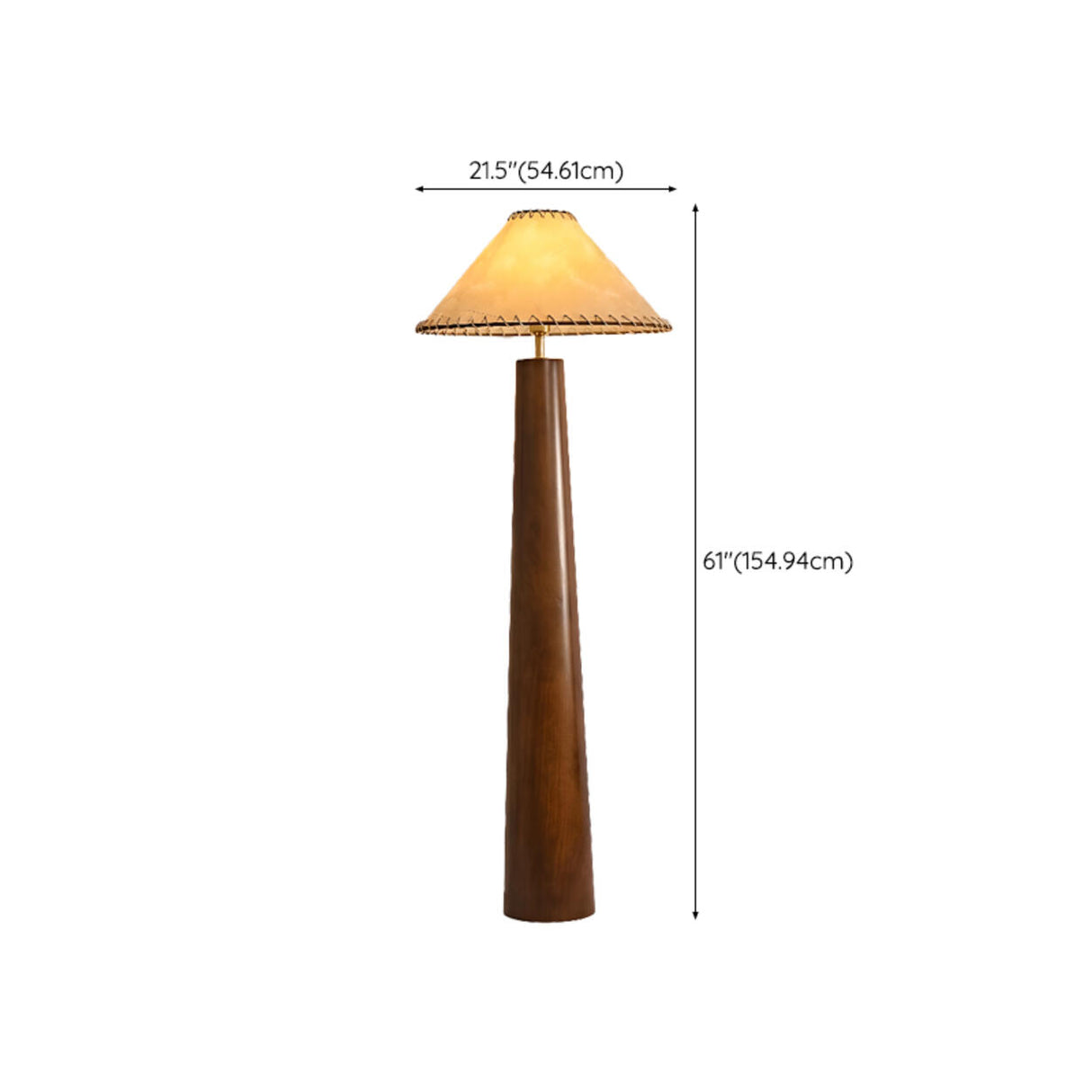 Modern Rustic Wood Brown Cone Column Floor Lamp 