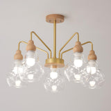 Modern Scandinavian Gold Clear Glass Spherical Chandelier  Image - 3