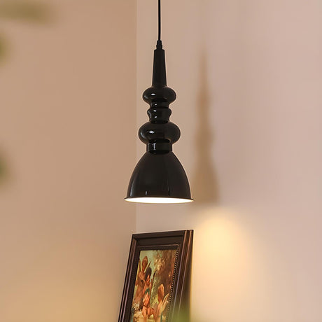 Modern Sculptural Black Geometric Metal Pendant Light Image - 1