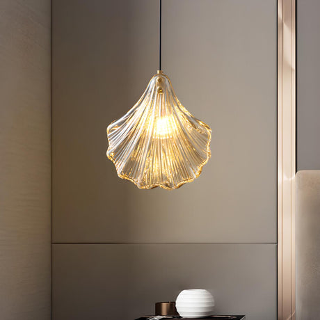 Modern Shell Glass Pendant Light Flexible Length Image - 1