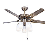 Modern Silver 5 Blade Metal Windmill Ceiling Fan Light Image - 5