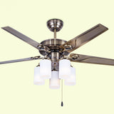 Modern Silver 5 Blade Metal Windmill Ceiling Fan Light Image - 7