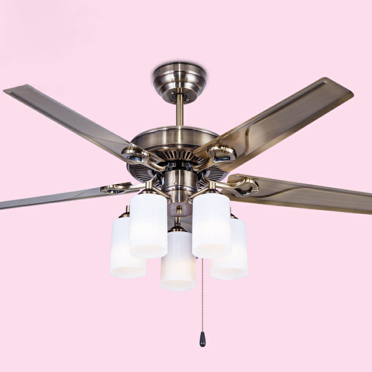 Modern Silver 5 Blade Metal Windmill Ceiling Fan Light Image - 8