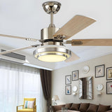 Modern Silver 5 Blade Windmill Ceiling Fan with Light Image - 10