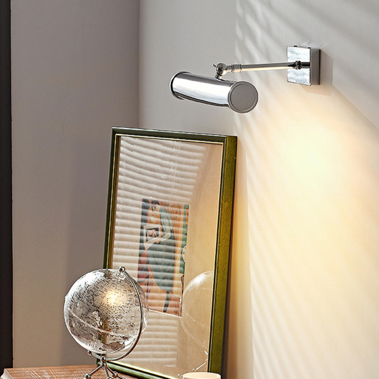 Modern Silver Cylinder Bathroom Vanity Mirror Light  Image - 4