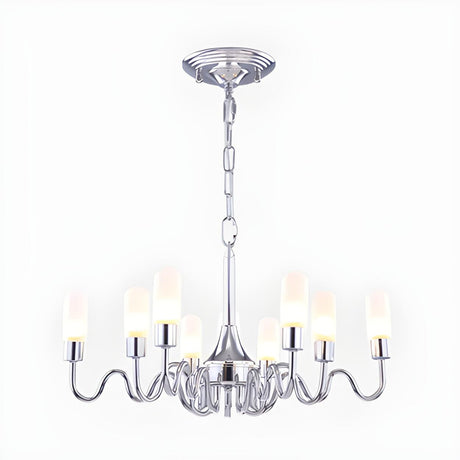 Modern Silver Cylinder Milk Glass Led Bedroom Chandelier Image - 2