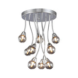 Modern Silver Hanging Curve LED Semi-Flush Mount Light Image - 2