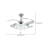 Modern Silver Round Crystal Decor Ceiling Fan Light Image - 17