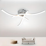 Modern Silver Wave LED Semi-Flush Mount Ceiling Light Image - 3