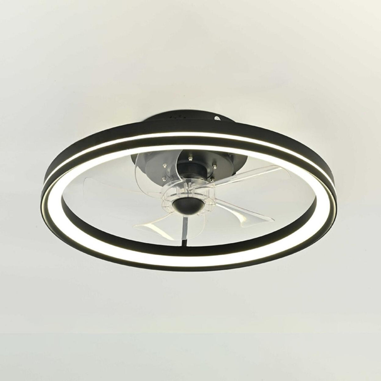 Modern Simple 19" Round Metal LED Ceiling Fan Light Image - 13