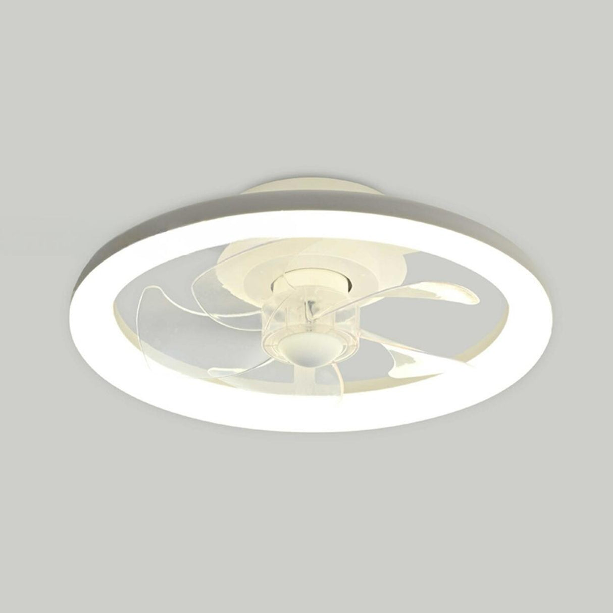 Modern Simple 19" Round Metal LED Ceiling Fan Light Image - 14