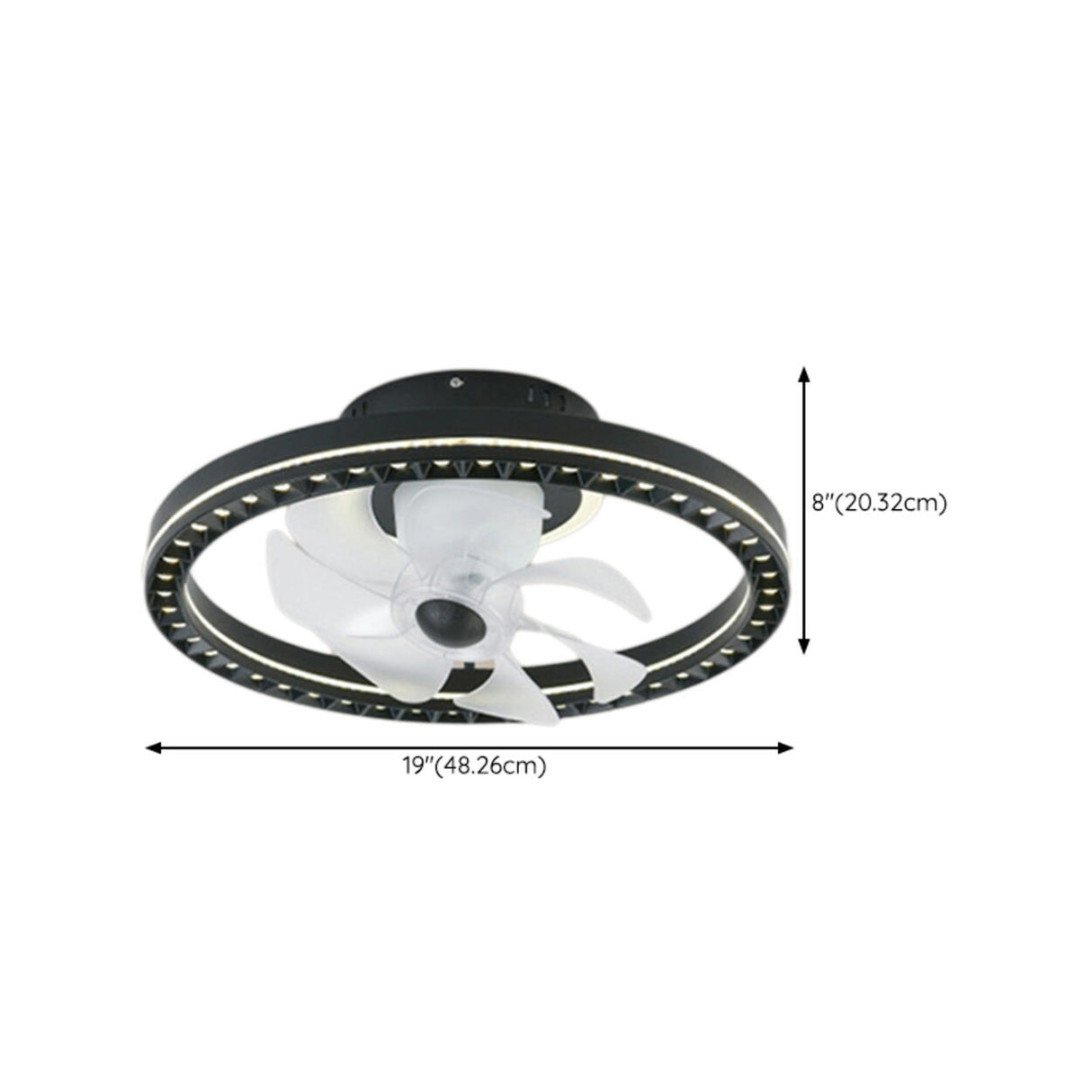 Modern Simple 19" Round Metal LED Ceiling Fan Light Image - 19