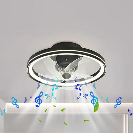 Modern Simple 19" Round Metal LED Ceiling Fan Light Image - 2