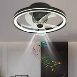 Modern Simple 19" Round Metal LED Ceiling Fan Light Image - 5