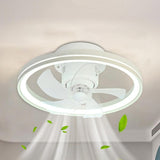 Modern Simple 19" Round Metal LED Ceiling Fan Light Image - 7