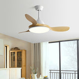 Modern Simple 3 Blades Wood Ceiling Fan with LED Light Image - 15