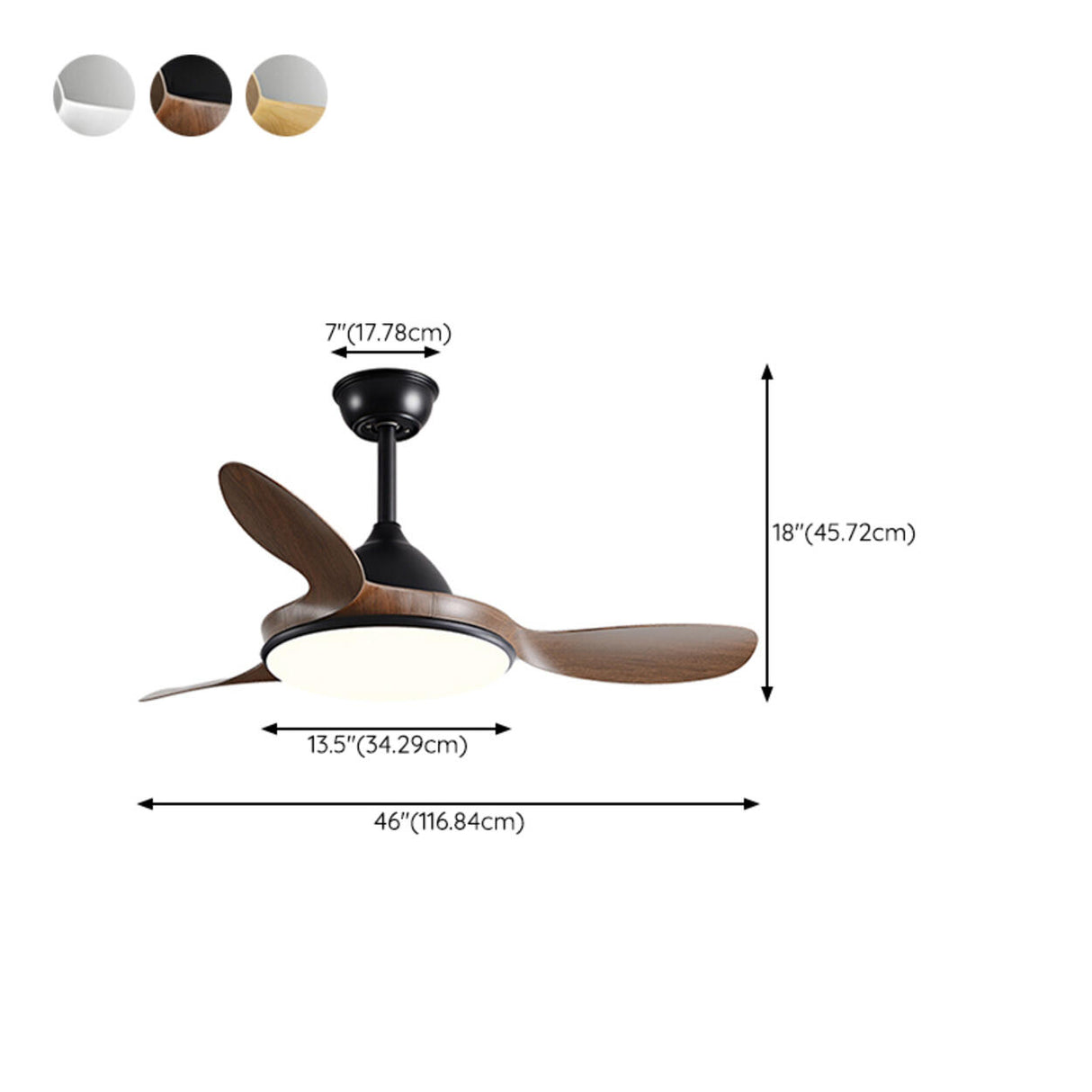 Modern Simple 3 Blades Wood Ceiling Fan with LED Light Image - 17