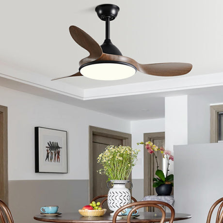 Modern Simple 3 Blades Wood Ceiling Fan with LED Light Image - 2