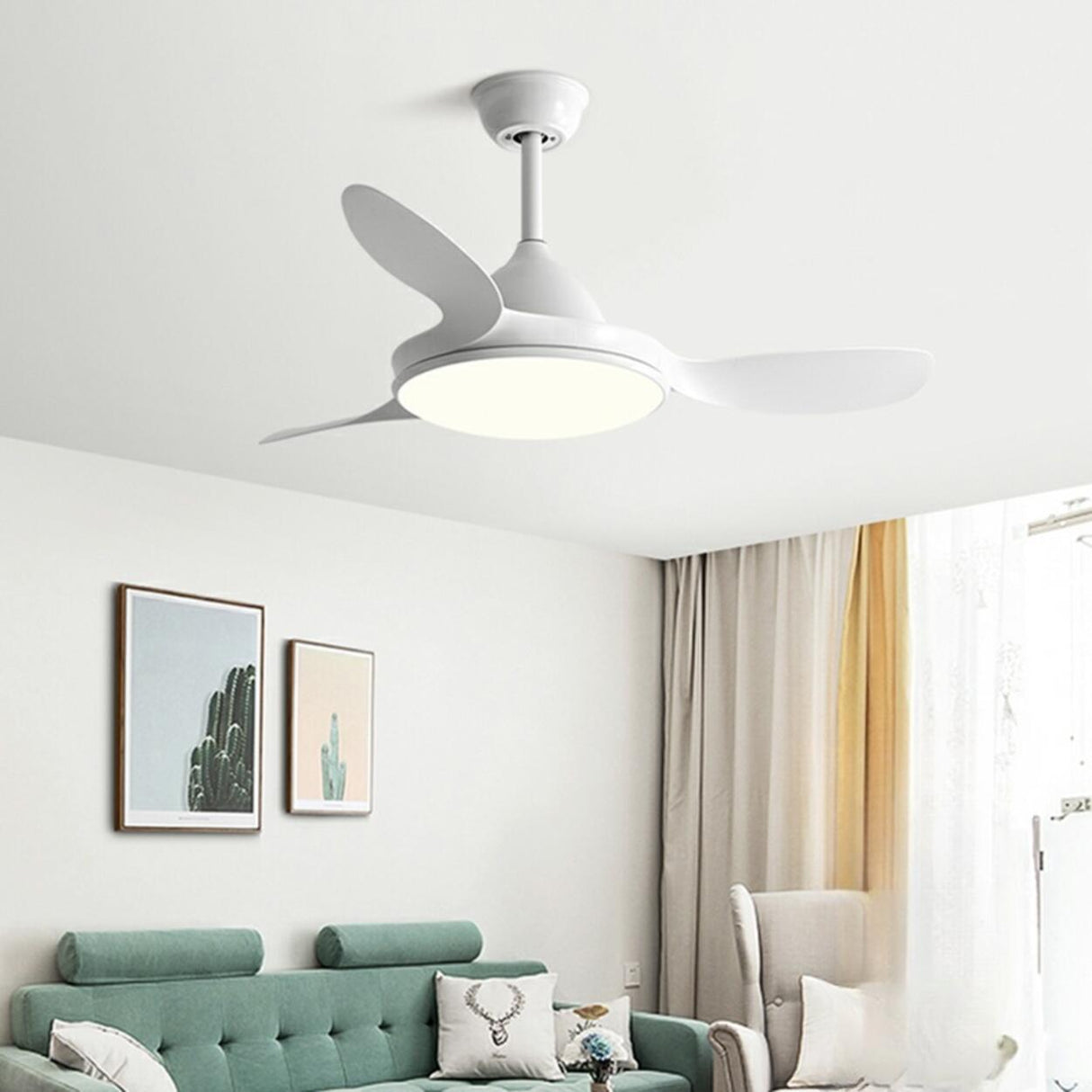 Modern Simple 3 Blades Wood Ceiling Fan with LED Light Image - 4