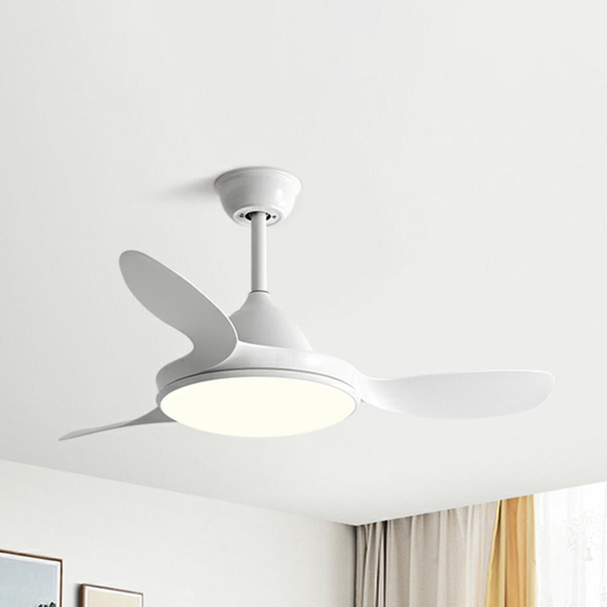 Modern Simple 3 Blades Wood Ceiling Fan with LED Light Image - 6