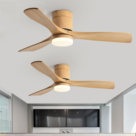 Modern Simple 3 Wood Blades Ceiling Fan with LED Light Image - 1