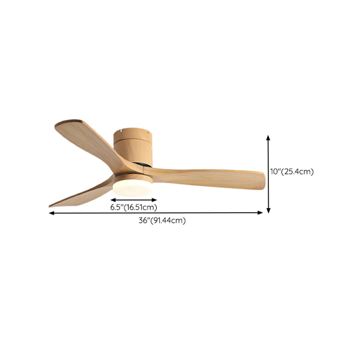 Modern Simple 3 Wood Blades Ceiling Fan with LED Light 