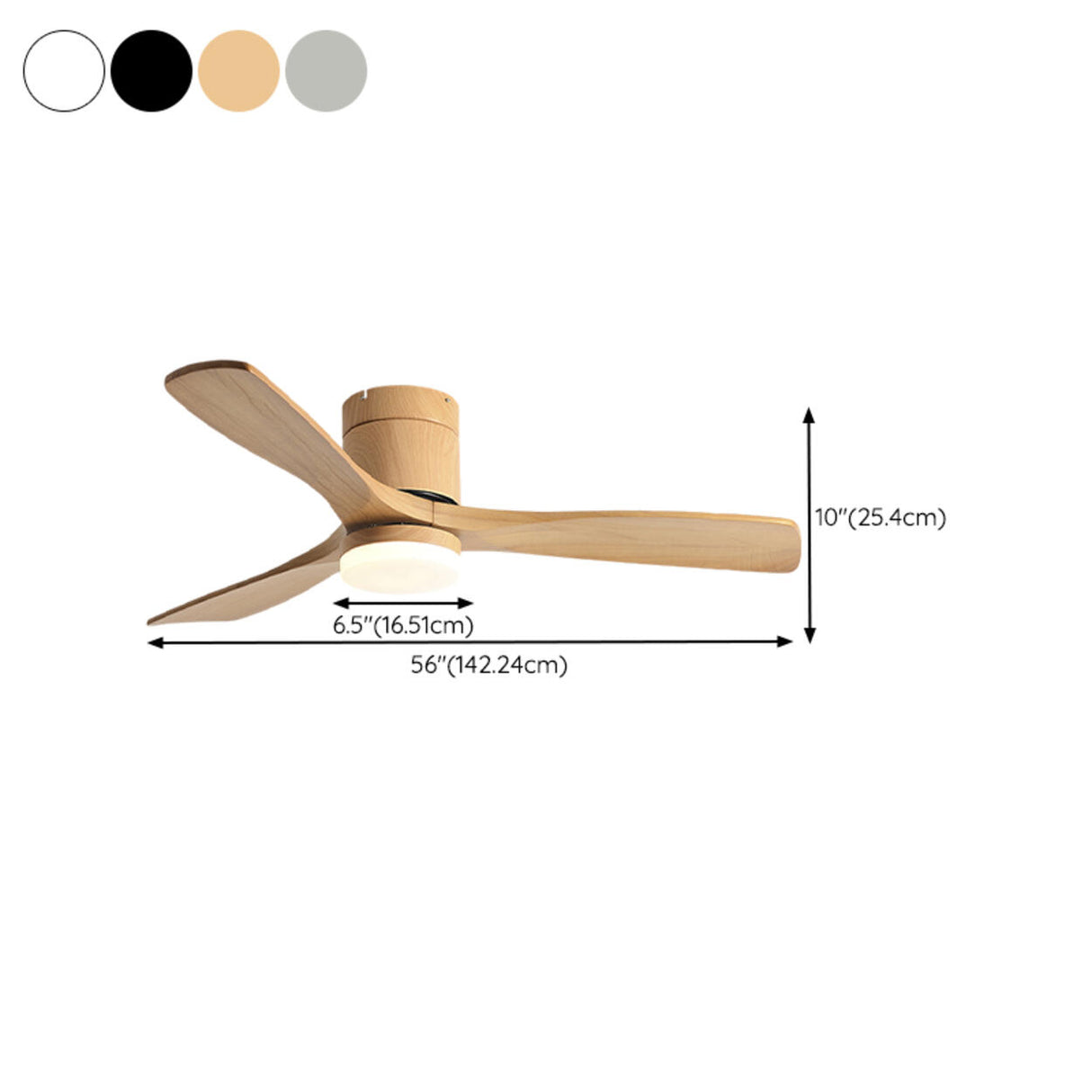 Modern Simple 3 Wood Blades Ceiling Fan with LED Light Image - 18