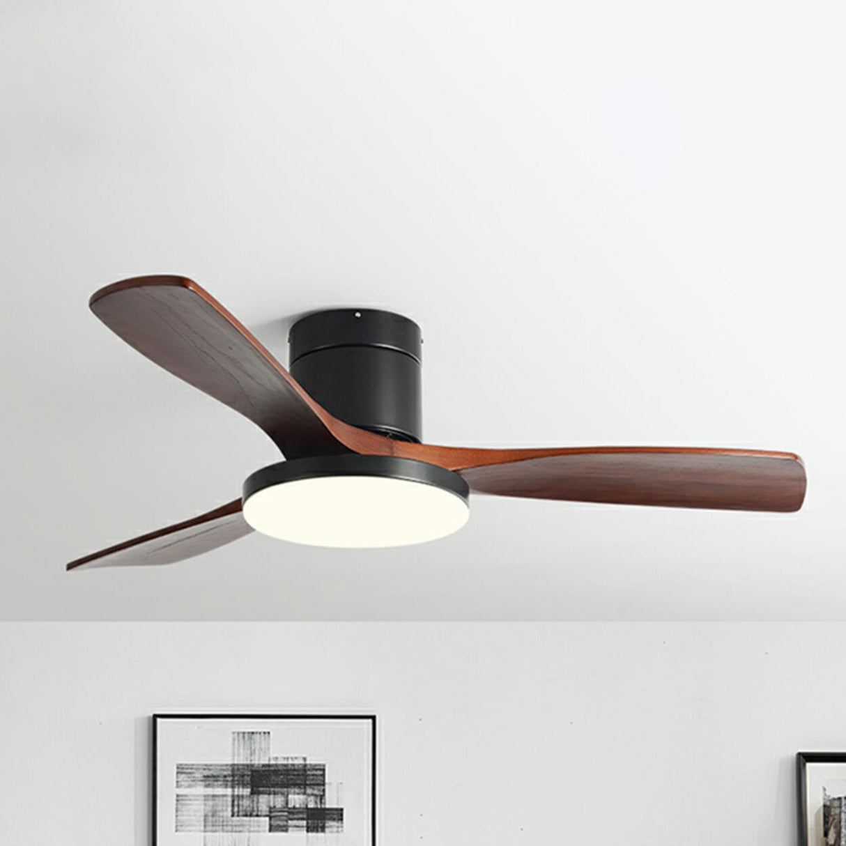 Modern Simple 3 Wood Blades Remote Ceiling Fan Light Image - 8