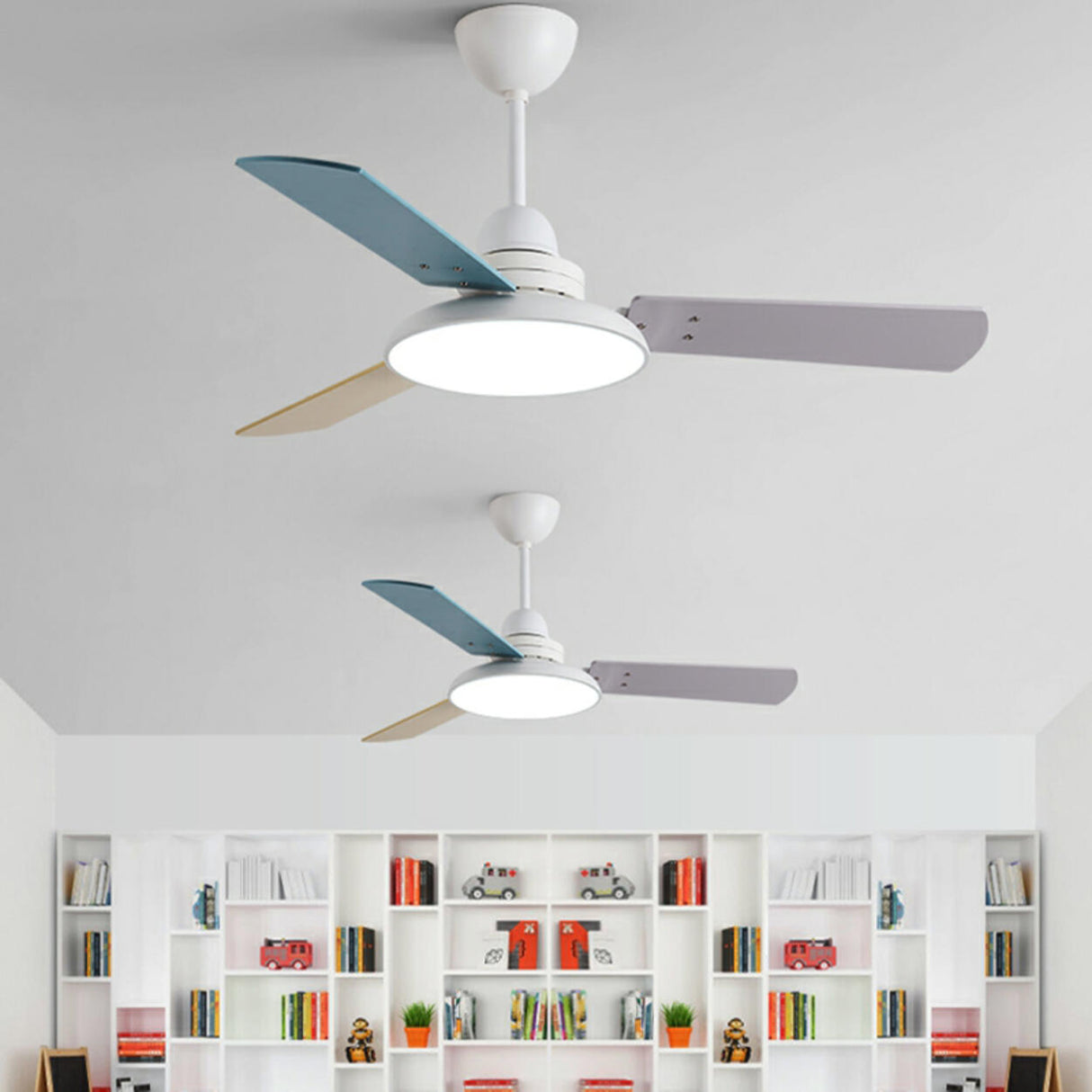 Modern Simple 3 Wood Blades Standard Ceiling Fan Light Image - 2