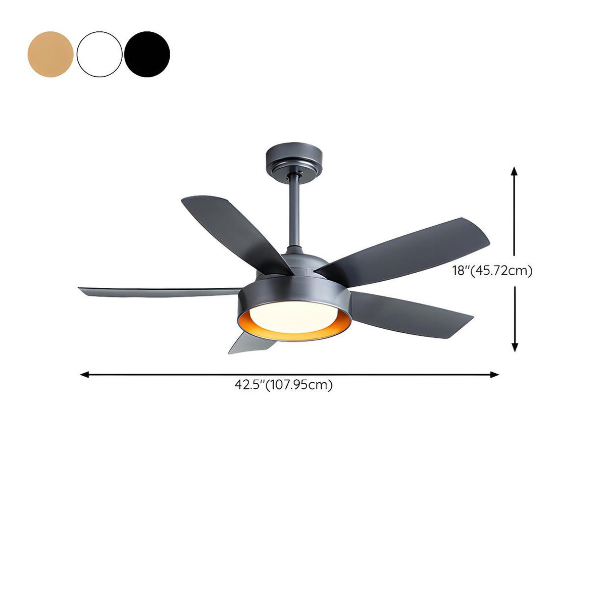 Modern Simple 5 Blade Dimming Remote Ceiling Fan Light 