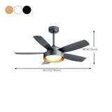 Modern Simple 5 Blade Dimming Remote Ceiling Fan Light #size