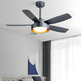 Modern Simple 5 Blade Dimming Remote Ceiling Fan Light Image - 4