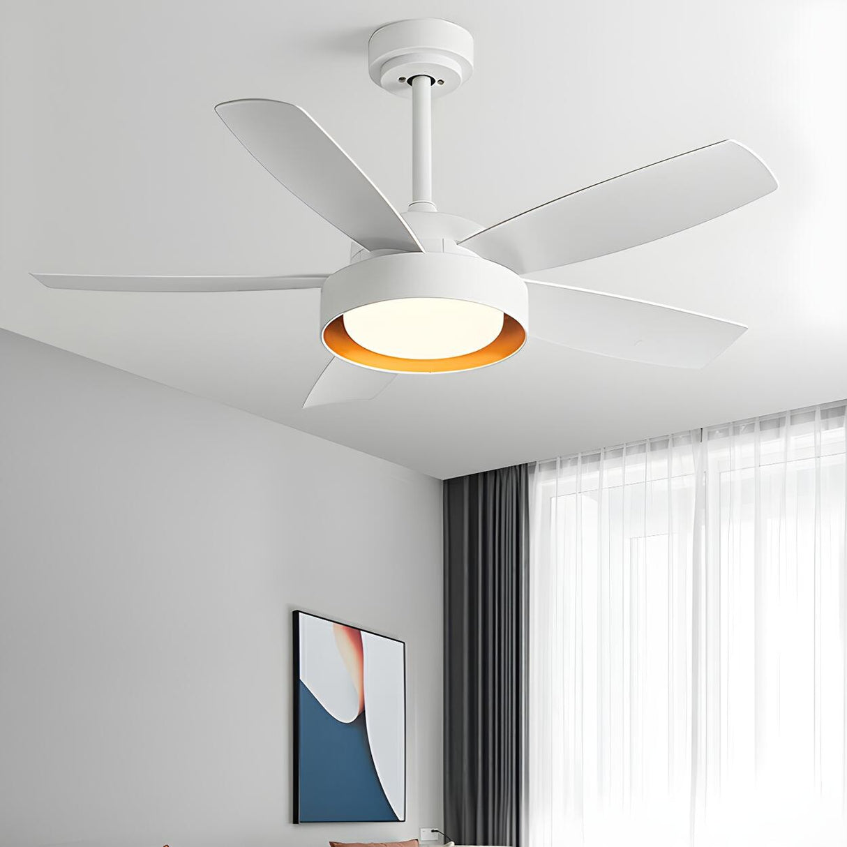 Modern Simple 5 Blade Dimming Remote Ceiling Fan Light Image - 5