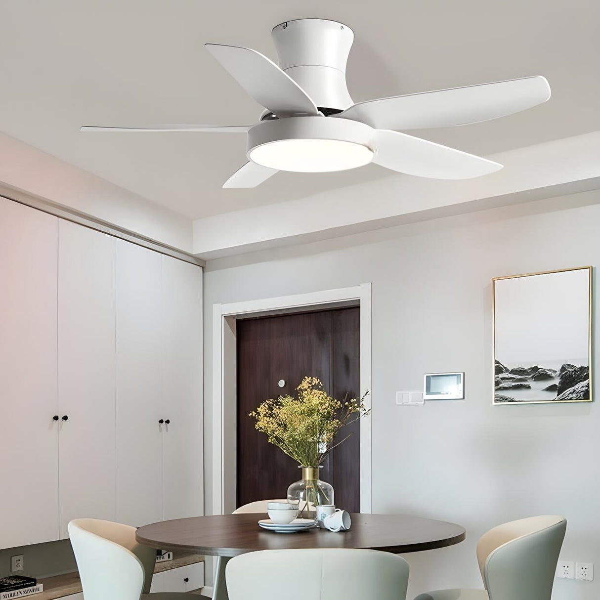 Modern Simple 5 Blade Windmill Ceiling Fan with Light Image - 4