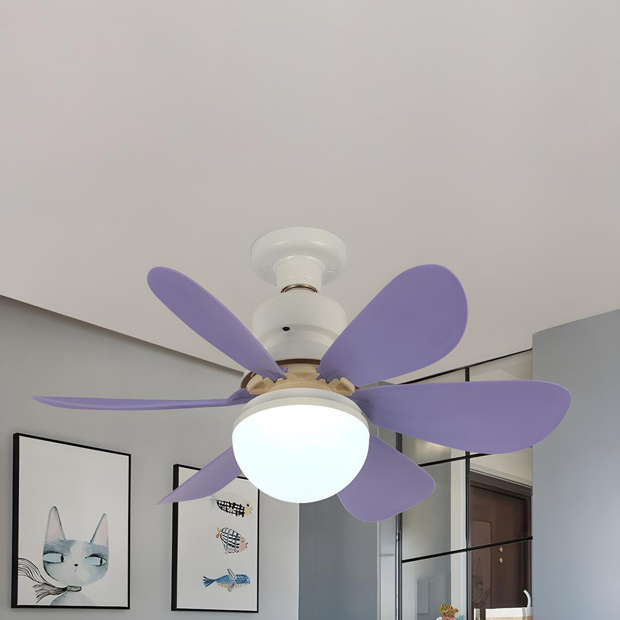 Modern Simple 6 Blade Dimming Ceiling Fan with Light Image - 10