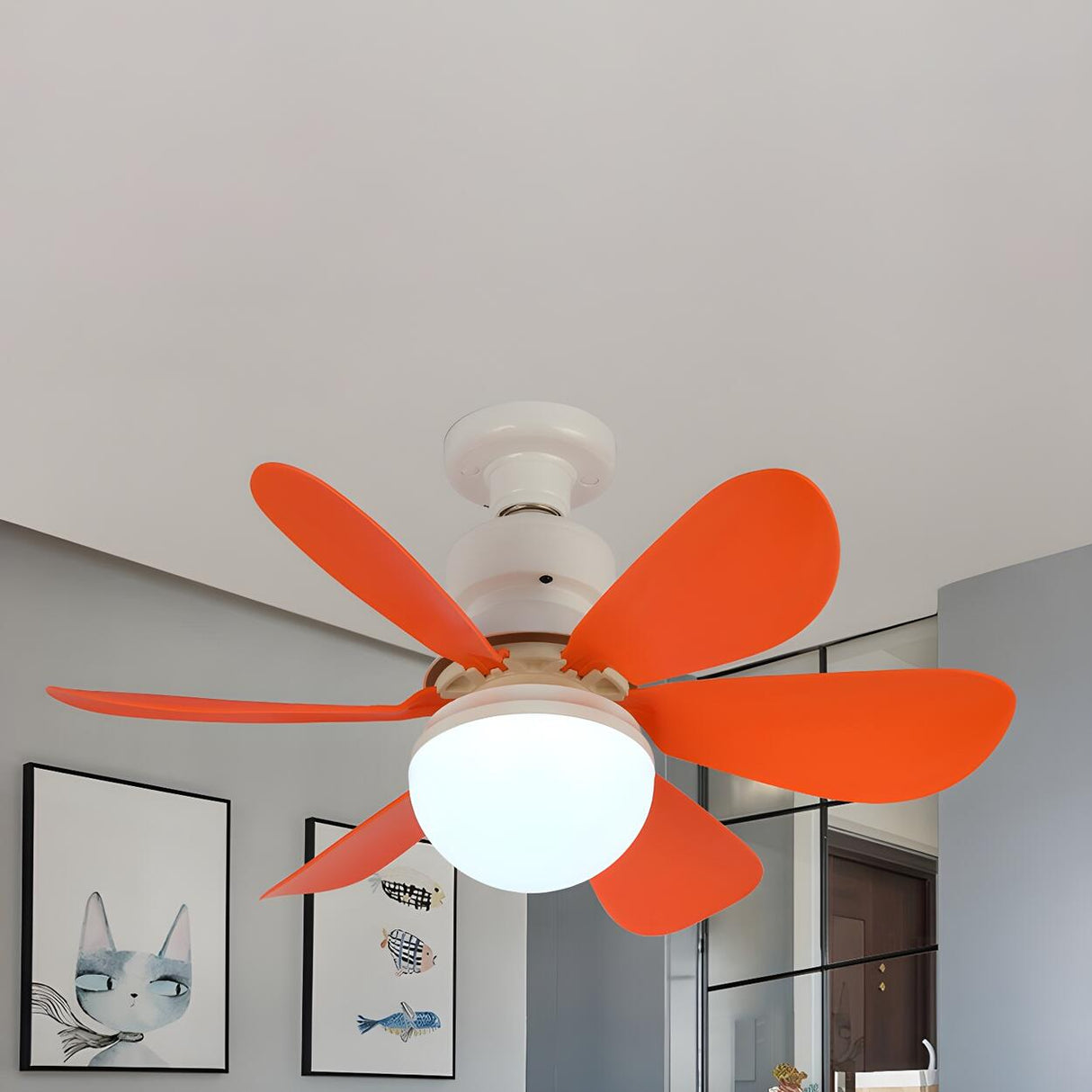 Modern Simple 6 Blade Dimming Ceiling Fan with Light Image - 13