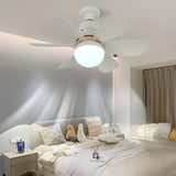 Modern Simple 6 Blade Dimming Ceiling Fan with Light Image - 16