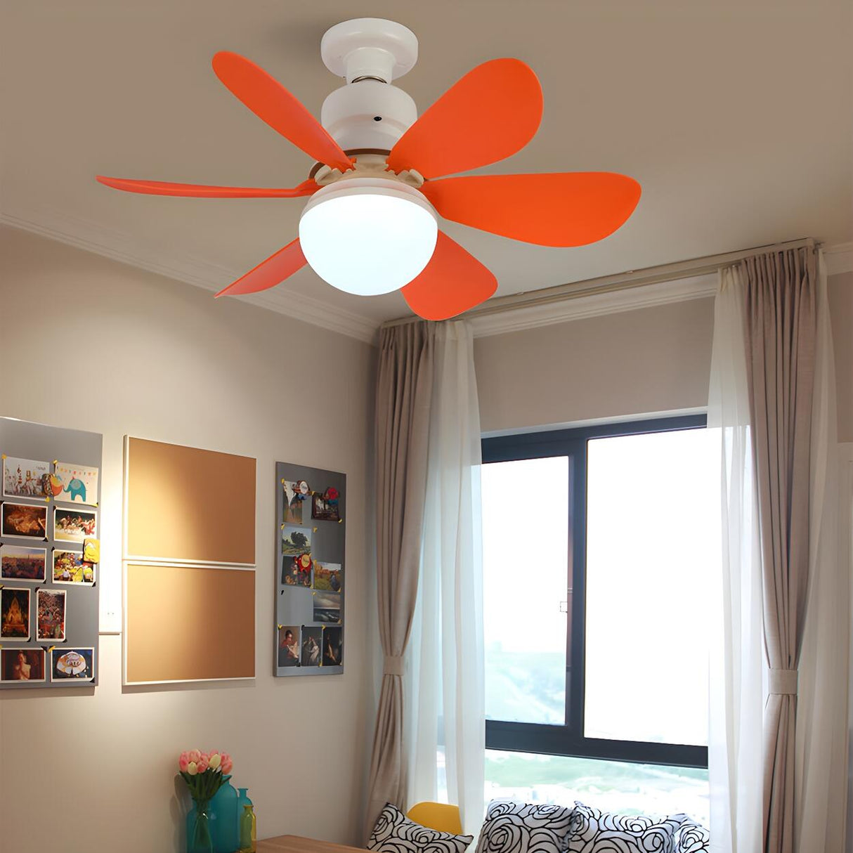 Modern Simple 6 Blade Dimming Ceiling Fan with Light Image - 17