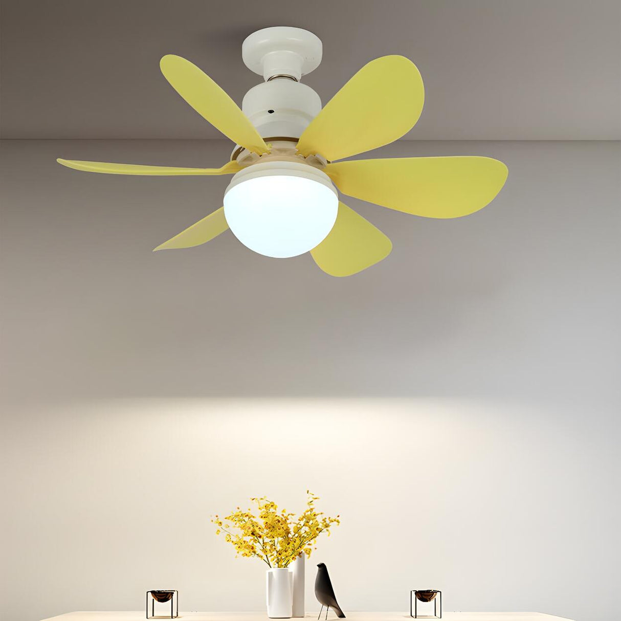 Modern Simple 6 Blade Dimming Ceiling Fan with Light Image - 18