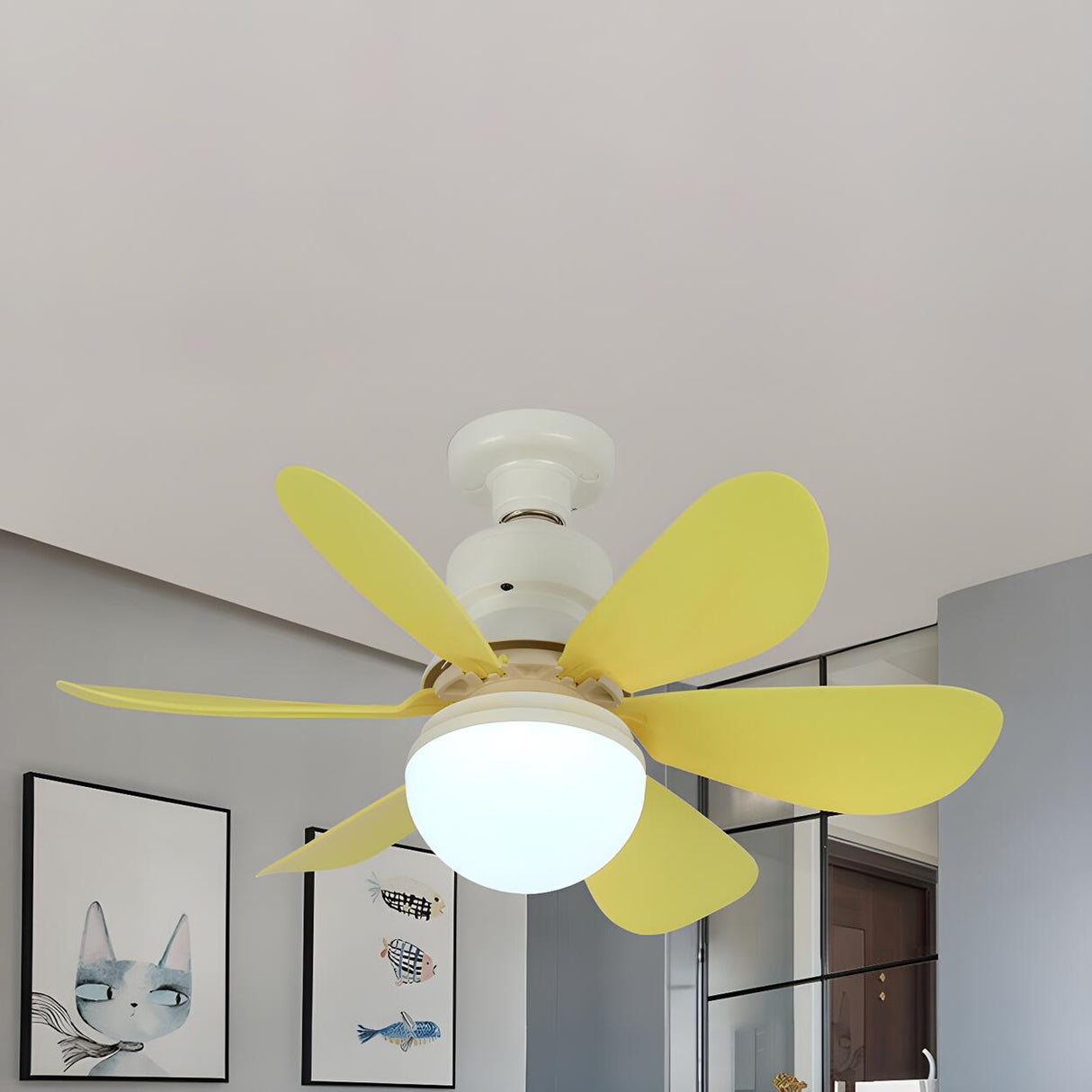 Modern Simple 6 Blade Dimming Ceiling Fan with Light Image - 5