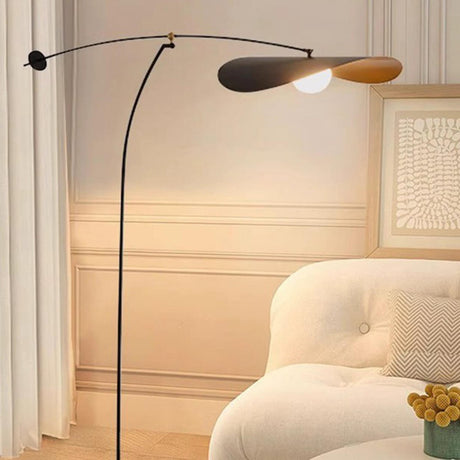 Modern Simple Black Arms Metal Arc Floor Light Lamp Image - 2