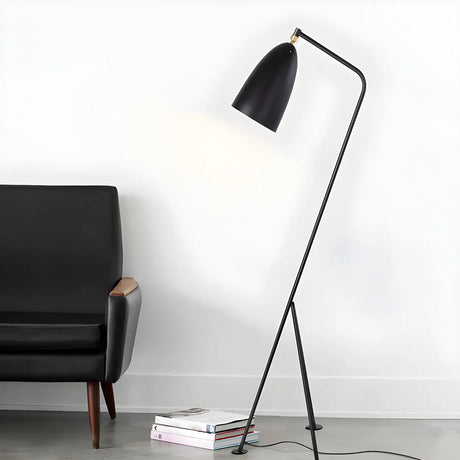 Modern Simple Black Cone and Tripod Metal Floor Lamp Image - 1