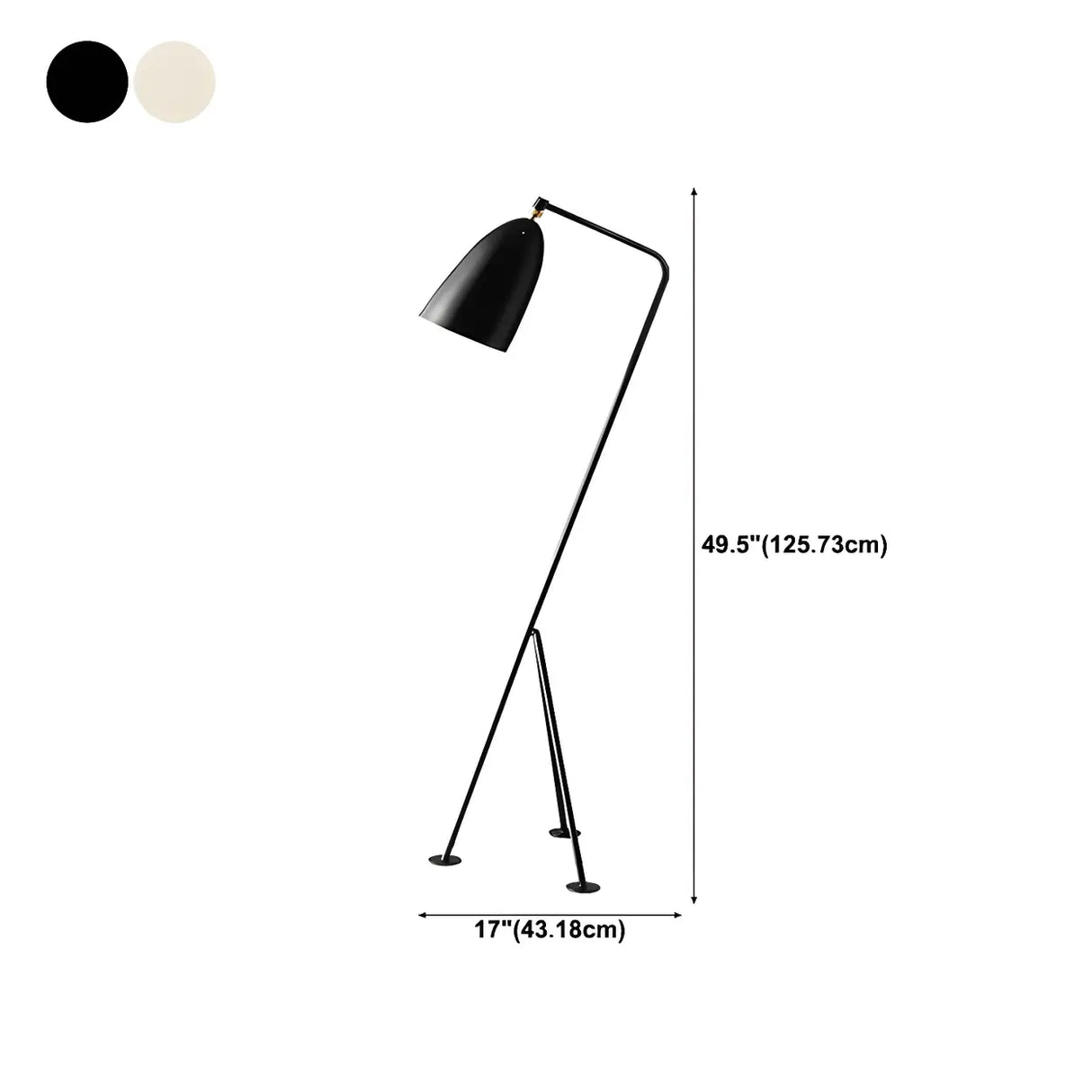 Modern Simple Black Cone and Tripod Metal Floor Lamp 