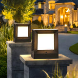 Modern Simple Black Cube Outdoor Metal LED Post Light Image - 1