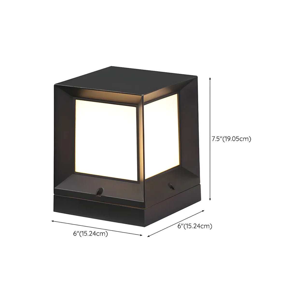 Modern Simple Black Cube Outdoor Metal LED Post Light Image - 10