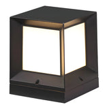 Modern Simple Black Cube Outdoor Metal LED Post Light Image - 5