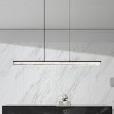 Modern Simple Black Linear Metal Island Pendant Light Image - 11