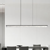 Modern Simple Black Linear Metal Island Pendant Light Image - 3