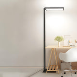 Modern Simple Black Rectangular LED Metal Floor Lamp Image - 2